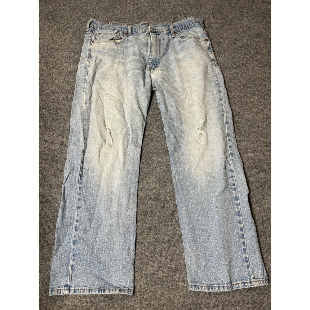 Levi's 569 Jeans Mens 38x30 Blue Relaxed Straight Light Wash Distressed Denim